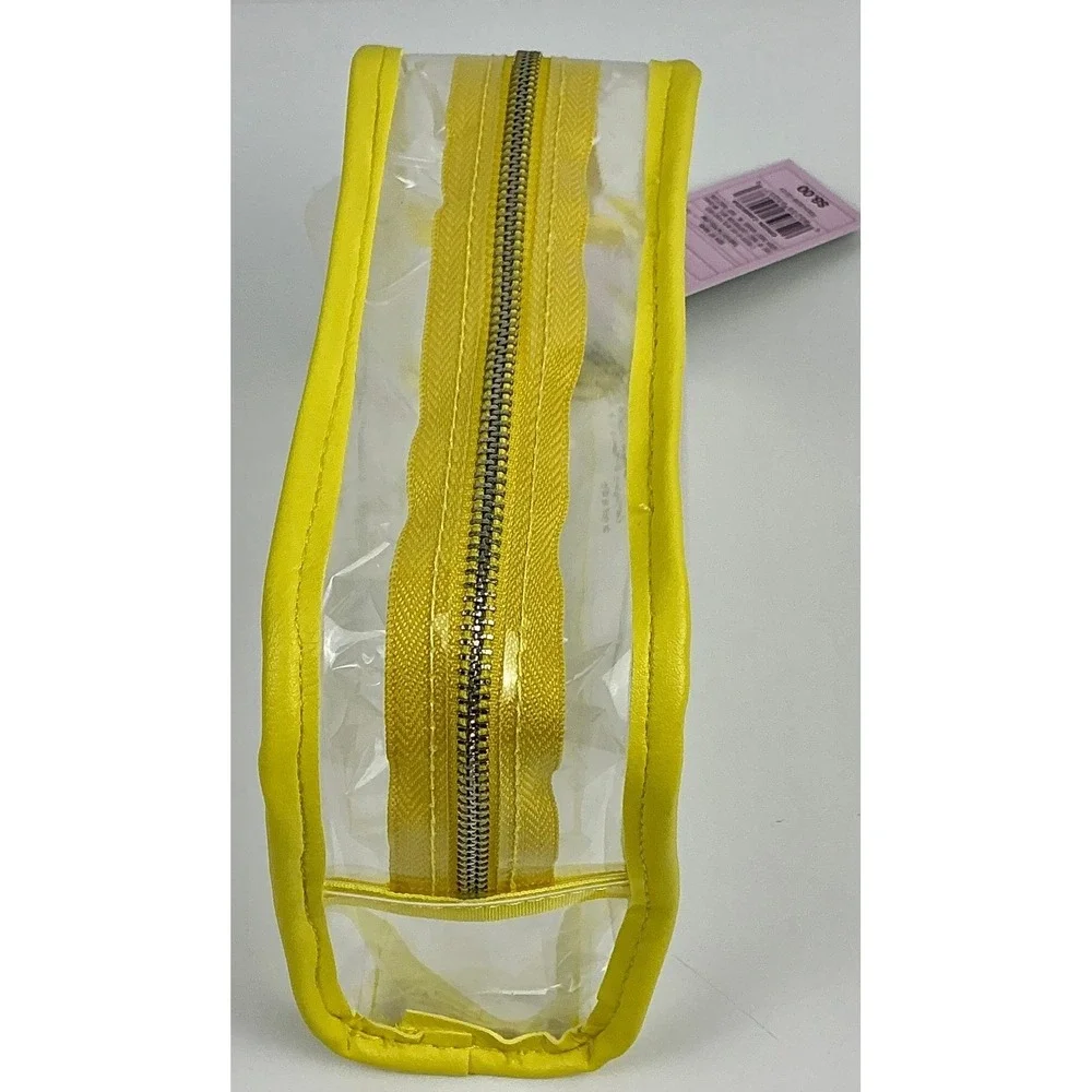 Wild Fable‎ Clear Cosmetic Makeup Bag Yellow Trim Zipper Travel Toiletry New